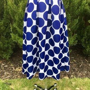 PERSUN Blue and White Polka Dot Full Skirt
